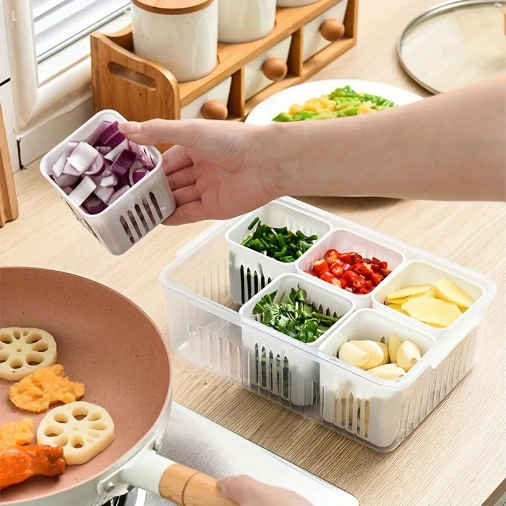 Pankui Food Storage Boxes with Grid Trays - Airtight Snack Organizer