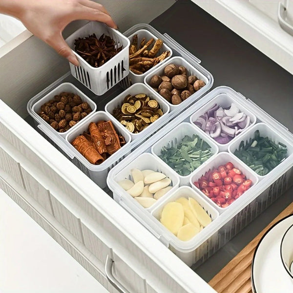 Pankui Food Storage Boxes with Grid Trays - Airtight Snack Organizer