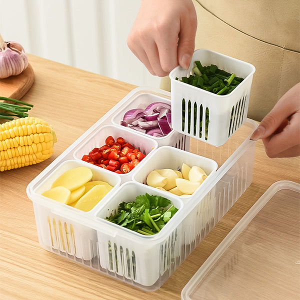 Pankui Food Storage Boxes with Grid Trays - Airtight Snack Organizer