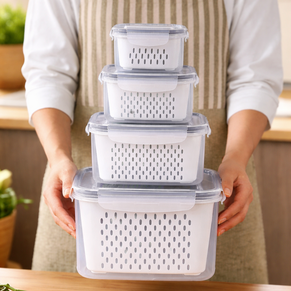 Pankui Stackable Fridge Containers - Berries & Greens Fresh Longer